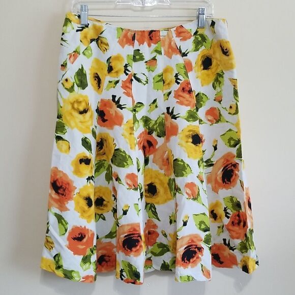 Premise White Floral Multicolored Skirt Sz 10 - Picture 3 of 8